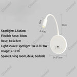 lampe murale flexible moderne noir blanc éclairage cuisine salle manger prise électrique led.angle réglable
