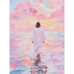 tableau diamanté artificielles peinture abstraite contemporain blanc rose bleu gris toile imperméable pinceau stylo