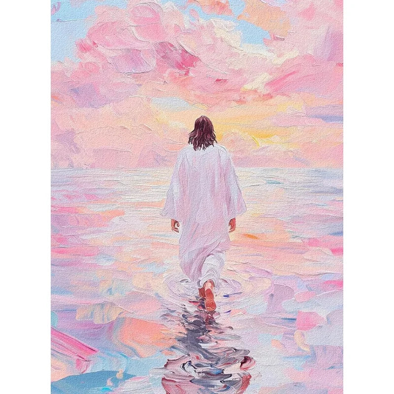 tableau diamanté artificielles peinture abstraite contemporain blanc rose bleu gris toile imperméable pinceau stylo