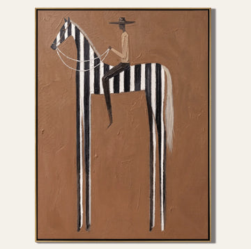 tableau toile abstrait rayures noires blanches beige décoration murale salon moderne minimaliste