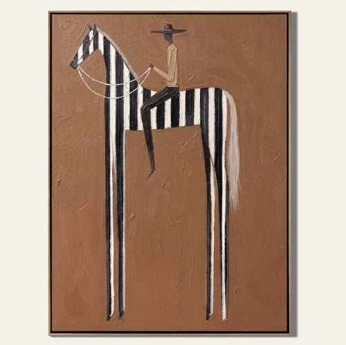 tableau toile abstrait rayures noires blanches beige décoration murale salon moderne minimaliste