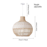 suspension rotin moderne câble suspendu lumière led 35cm beige tissage régulier