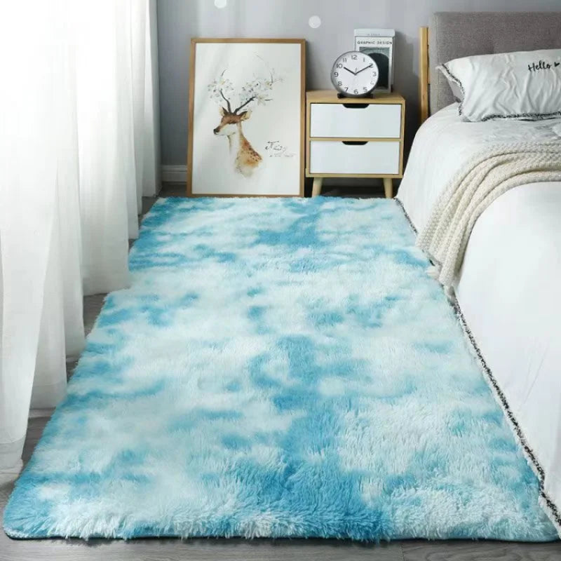 tapis moderne doux uni polyester lavable main machine antidérapant shaggy chambre sofa living room