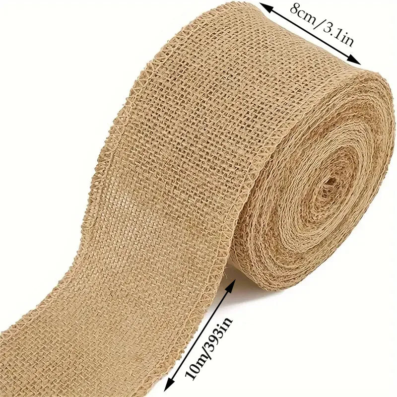 ruban jute naturel rustique 10m 15cm couleur beige marron rouge vert
