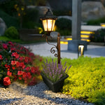 lampe solaire classique métal forgé pot fleurs noir extérieur ambiance jardin led 12v 6w