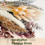 Bouquet fleurs séchées naturel marron beige violet blanc plumes pampas rustique maison table decoration