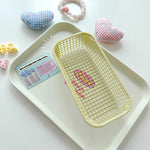 paniers rangement blanc rose bleu jaune maille fine moderne minimaliste sans fixation papier pince
