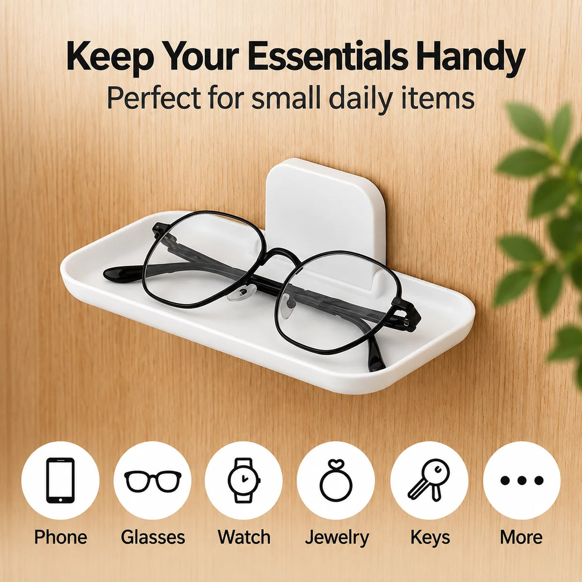 support mural pliable adhésif blanc moderne rangement téléphone lunettes montres coiffeuse chambre salon