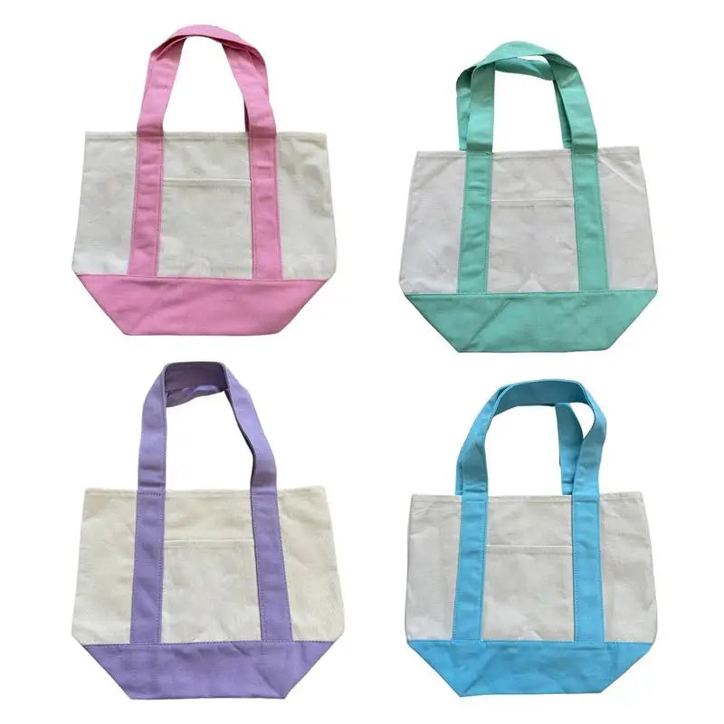 sac main blanc rose bleu clair violet pastel toile simple casual moderne poignées détachables
