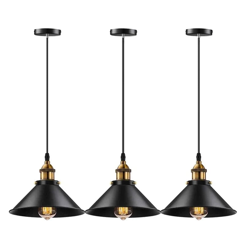 lampe suspendue industrielle noir doré mat éclairage salon chambre noir doré