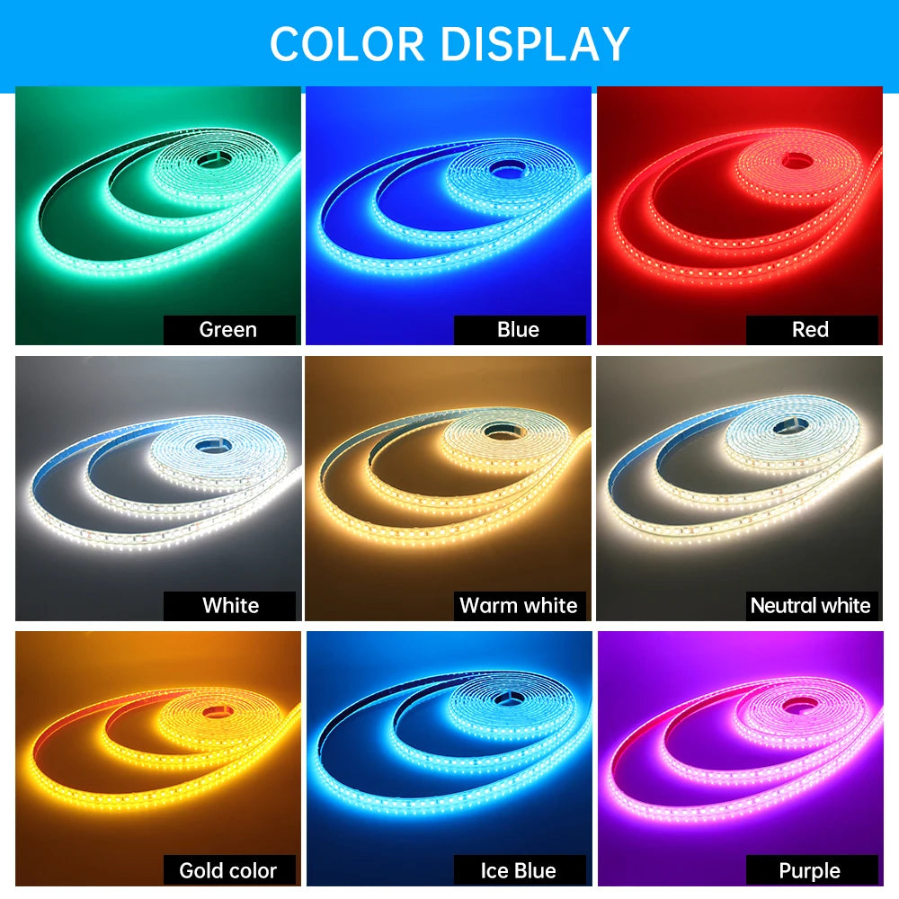 Détail du ruban LED flexible avec éclairage uniforme en blanc chaud