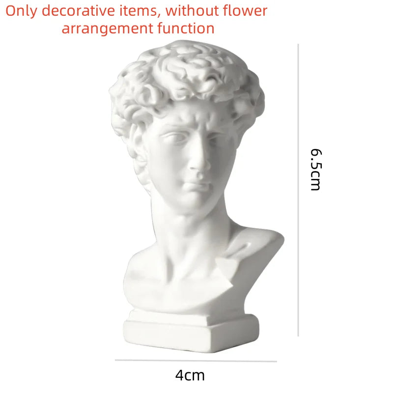 vase decoratif classique buste david blanc details sculptes organiser fleurs objetos