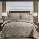 ensemble literie géométrique doux beige taupe chambre coucher couverture taies oreillers texturées