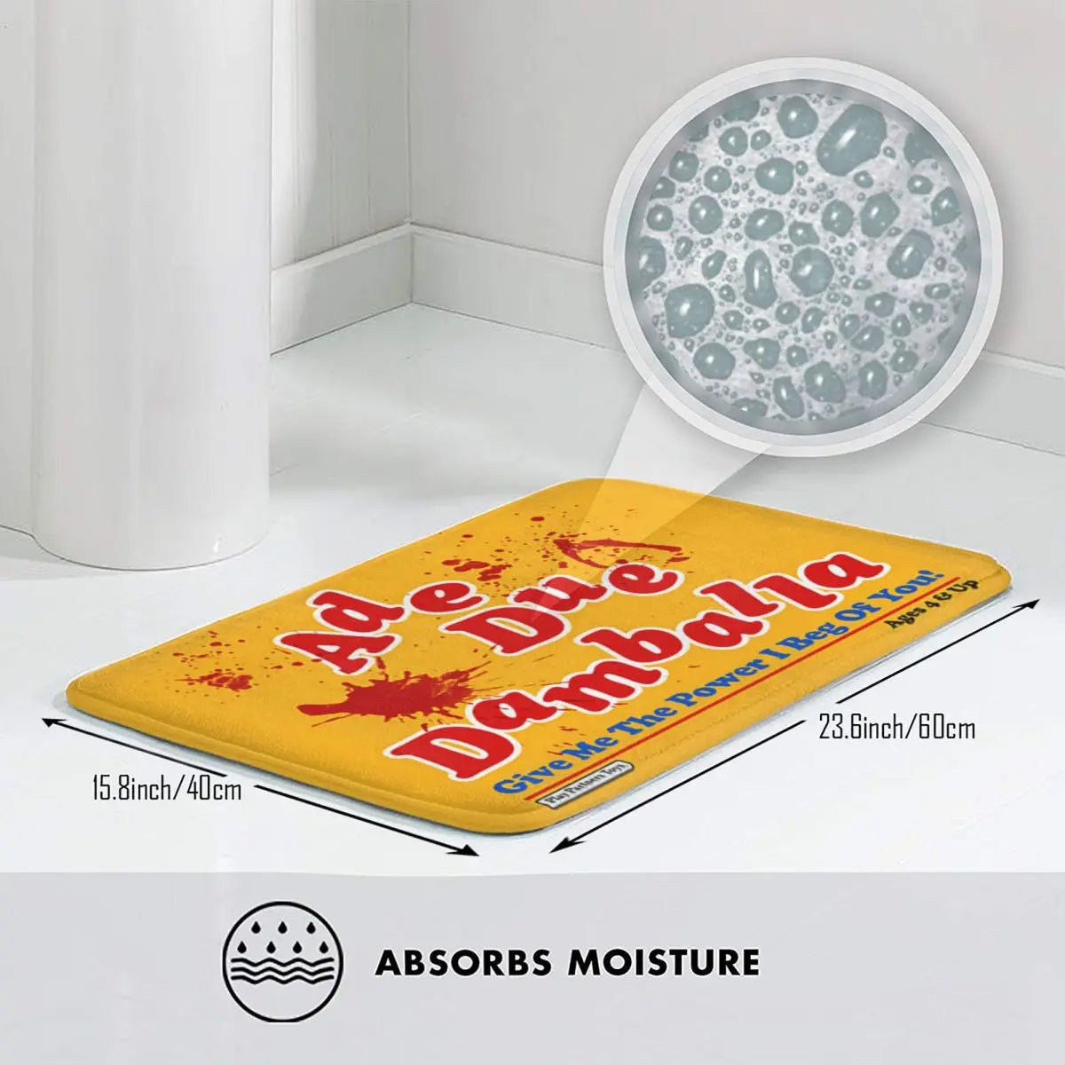 tapis sol antidérapant imperméable adhésif moderne jaune lettres rouges texte bleu