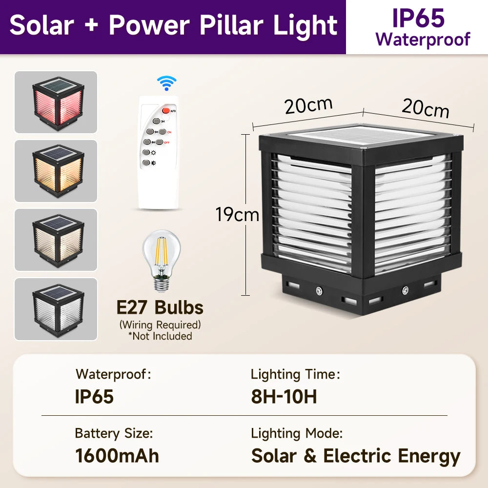 lampe solaire extérieure led moderne noire ip65 panneau solaire télécommande