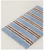 tapis rayé polyester bleu clair moderne marron blanc salon chambre doux 40x60cm