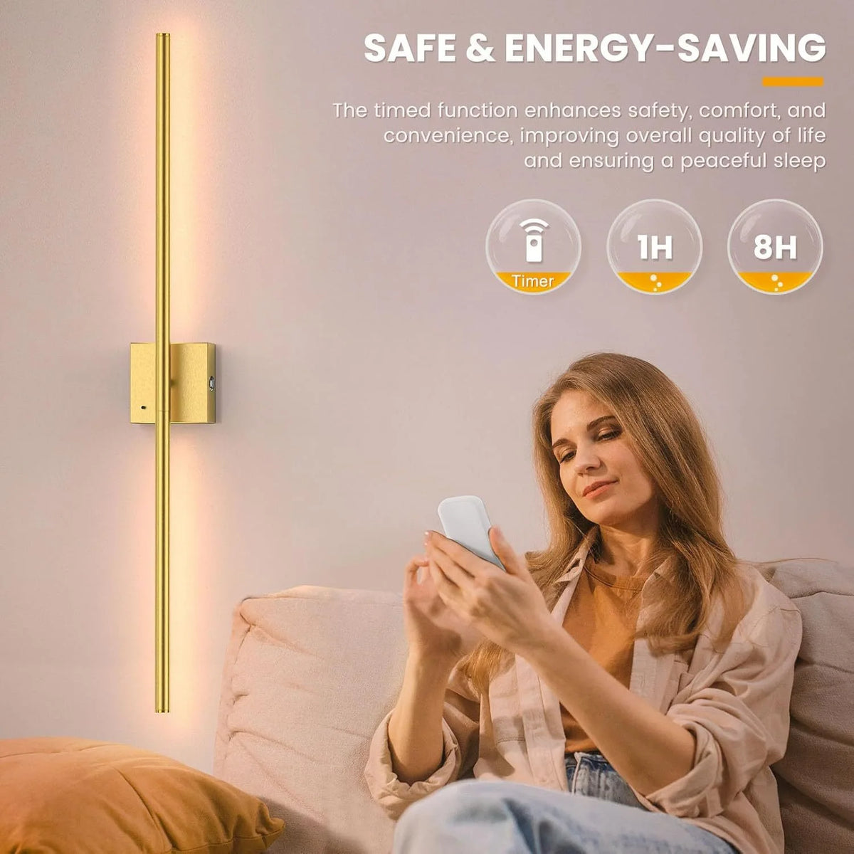 lampe murale rechargeable moderne or noir brillants télécommande 5000mAh
