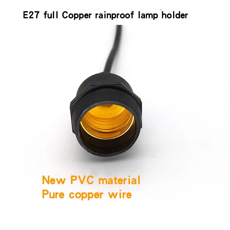 support lampe e27 fil led étanche ip67 20cm 30cm 50cm 100cm 200cm adhésif noir