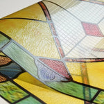 film vitrail adhésif art déco motifs floraux géométriques couleurs vives opaques fenêtre