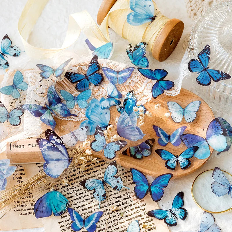 autocollants papillons réalistes couleurs bleu rose multicolore marron adhésifs nature mur réfrigérateur