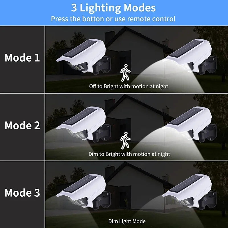 lumière solaire détecteur mouvement caméra imitation 77 led moderne blanc noirextérieur télécommande ip65