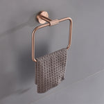 ensemble accessoires salle bain moderne métal or rose porte serviettes barre crochet mural