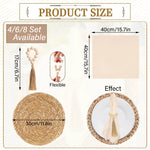 ensembles table boho rustique serviettes lin macramé franges assiettes couverts plateaux
