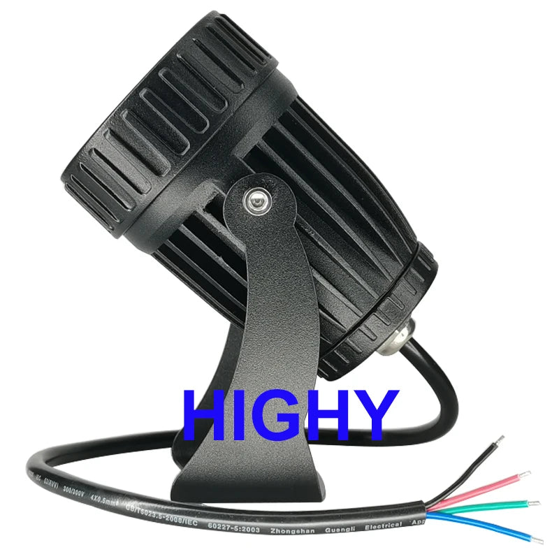 projecteur led jardin 20w ip65 moderne vis fixation câble fil rouge vert bleu