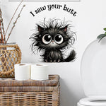 sticker mural chat mignon saw your butt texte noir blanc illustration décoration chambre enfants