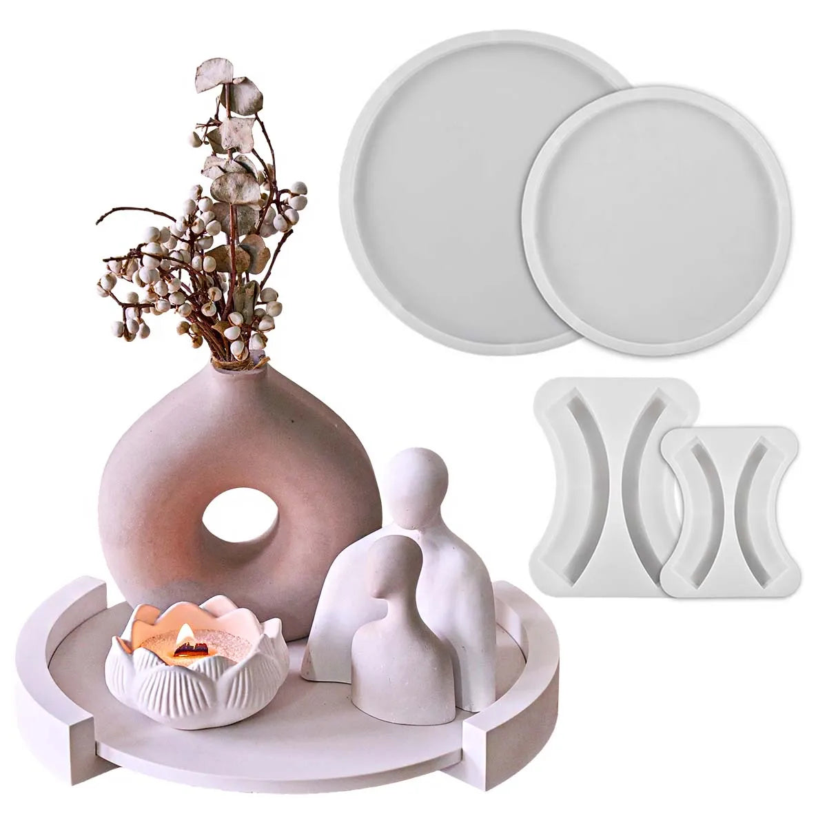 moule silicone vague cercle plateau rond vase bougie diffuseur décorations sculpture panneau onduleur