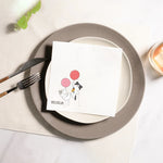 serviettes jetables blanc motif floral calligraphie dorée élégantes mariage anniversaire fêtes variées