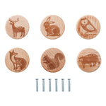 boutons tiroir animaux motifs modernes cartoon vis fixés blanc beige marron gris rose bleu