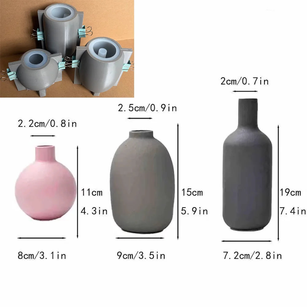 moulage vase béton ciment plâtre résine silicone gris moderne clips decoration diy