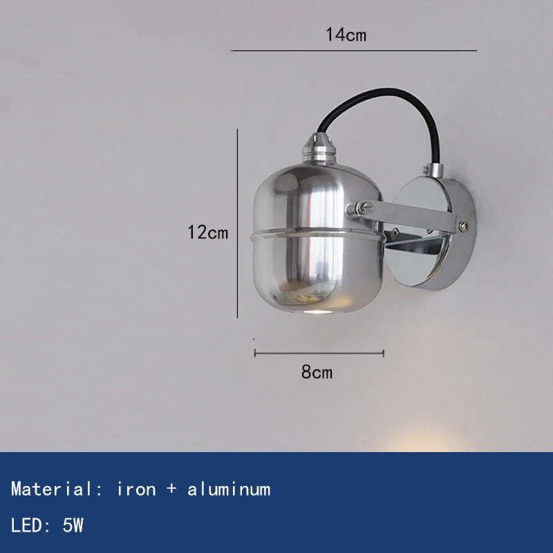 applique murale moderne argentée luminaire led mur fixe minimaliste éclairage chambre cuisine étude