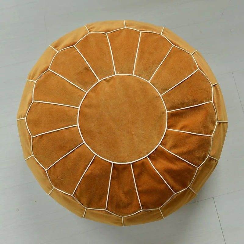 pouf rond décoratif polyester coton couleur vert blanc bleu marine rose orange moderne ethnique