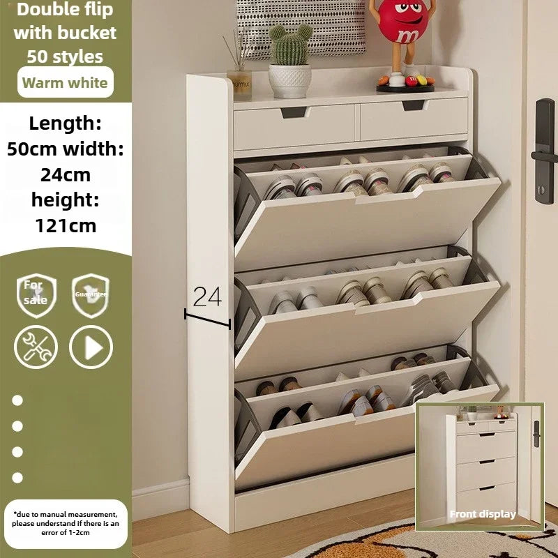 armoire chaussures moderne beige clair tiroirs rangement chaussures objets multifonction bois MDF