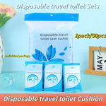 couvre siège toilette jetable bleu blanc logo palmier nuage transparent adhésif pratique respectueux environnement