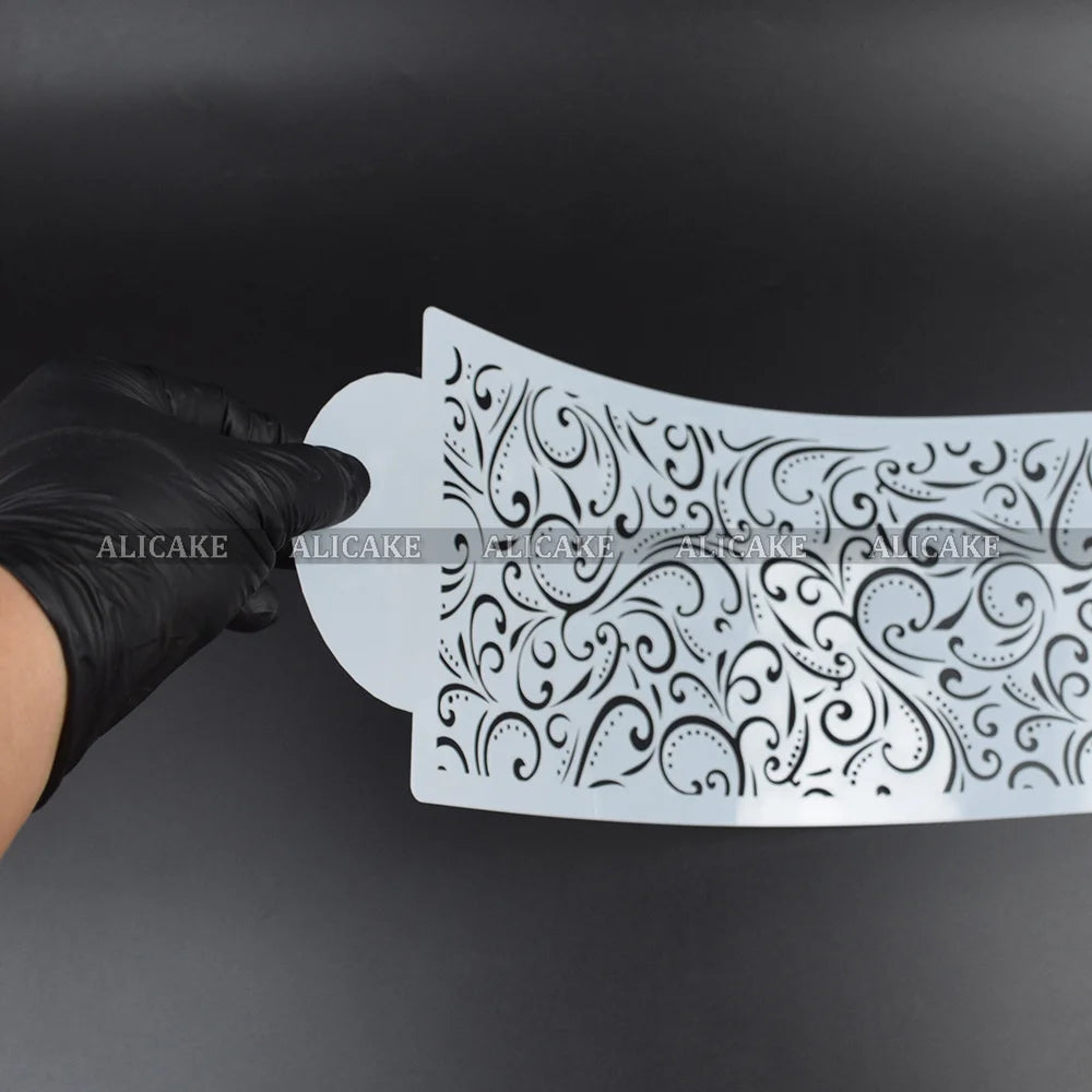 gabarits pâtisserie motifs floraux noir blanc décoration gâteau fondant mariage anniversaire classiqueOpaque outils pâtisserie