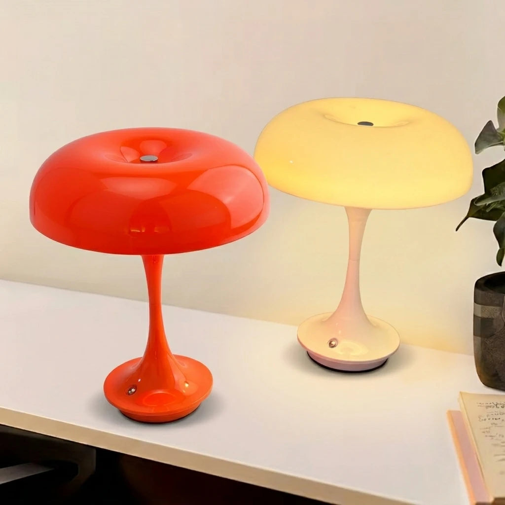 veilleuse table champignon orange blanc moderne led tactile rechargeable usb