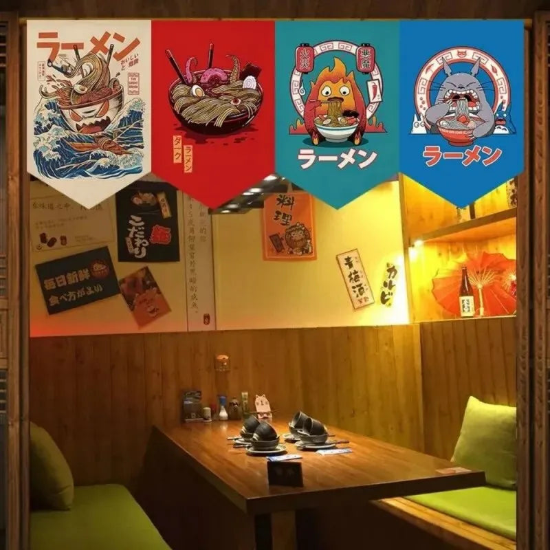 bannières décoratives art japonais illustrations ramen traditionnelles cuisine restaurant