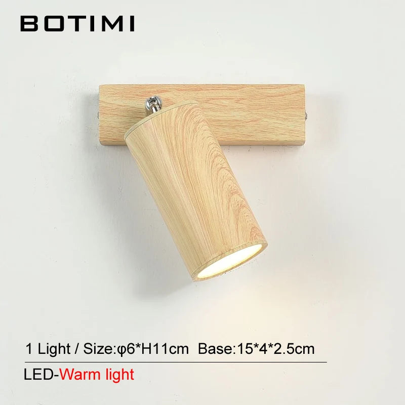 lampe murale moderne grain bois éclairage chambre entrée étude led 220v fixée mur contemporain