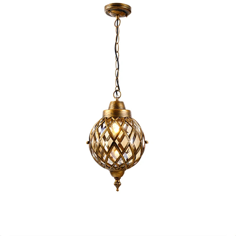 lampe suspendue classique vintage noir doré transparente chaîne chambre salon étudié hall