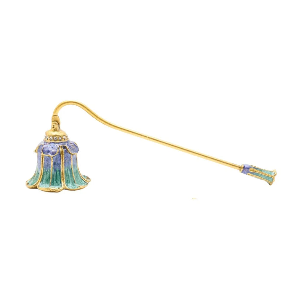 extingueur bougie chauffe plat or violet élégant artisanal tringle support métallique fleurs stylisées brillant