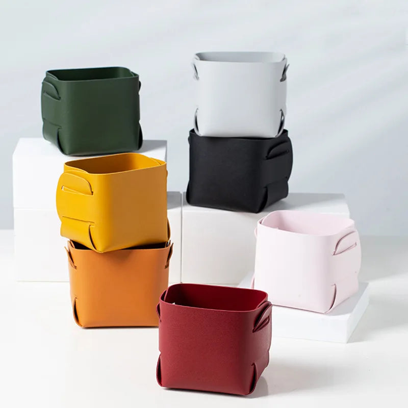 boîtes rangement cuir multicolore modernes réutilisables scies pinceaux maquillage exposant clés bijoux