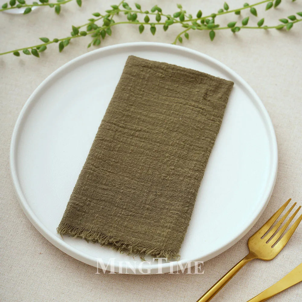 lot 10 serviettes table coton jaune texture rugueuse moderne maison