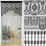 rideau porte séparation bohème dentelle motifs floraux franges transparent maison