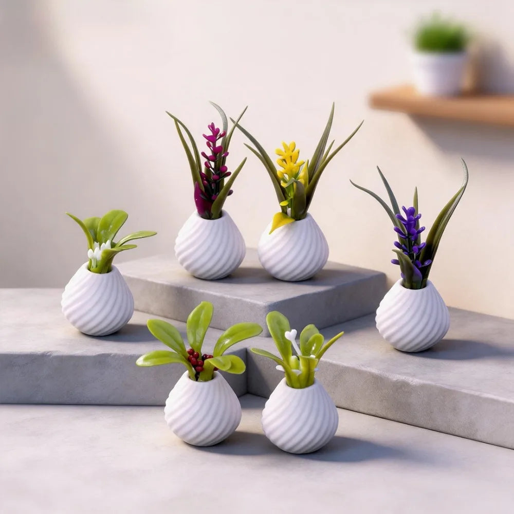 pots plantes artificielles blancs rayures horizontales moderne présentation étagère décorationintérieur