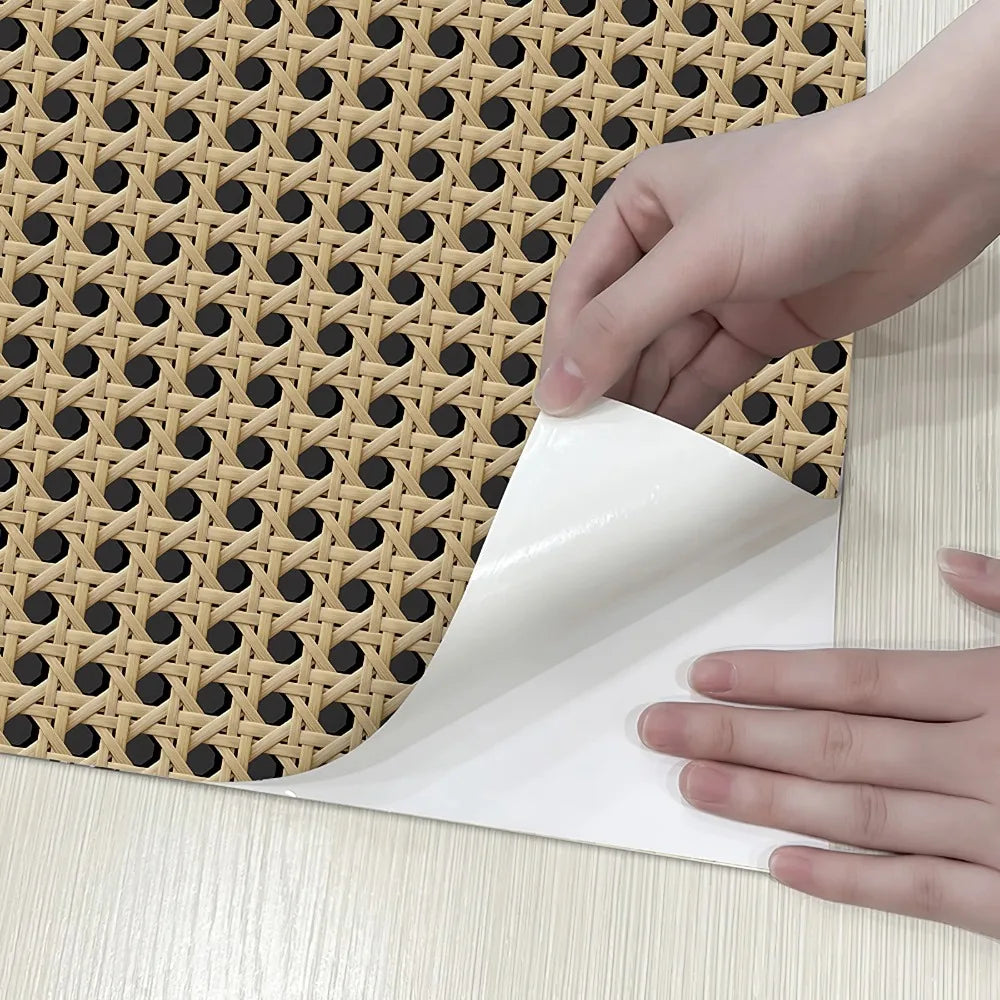 papier peint moderne perforé géométrique beige noir adhésif amovible 1m 2m 3m 5m PVC