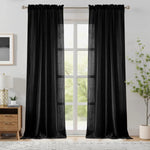 rideaux noir semi transparents texturés moderne minimaliste passe tringle chambre salon