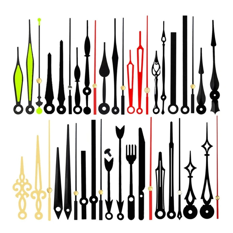 aiguilles montre réparations horlogerie classique or noir élégantes différentes formes motifs décoratifs fixations mouvement